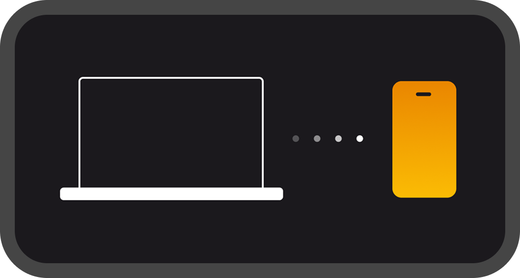 Laptop and phone icons connected by dotted line