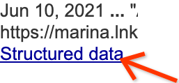 Captura de pantalla del botón de datos estructurados en los resultados de la búsqueda