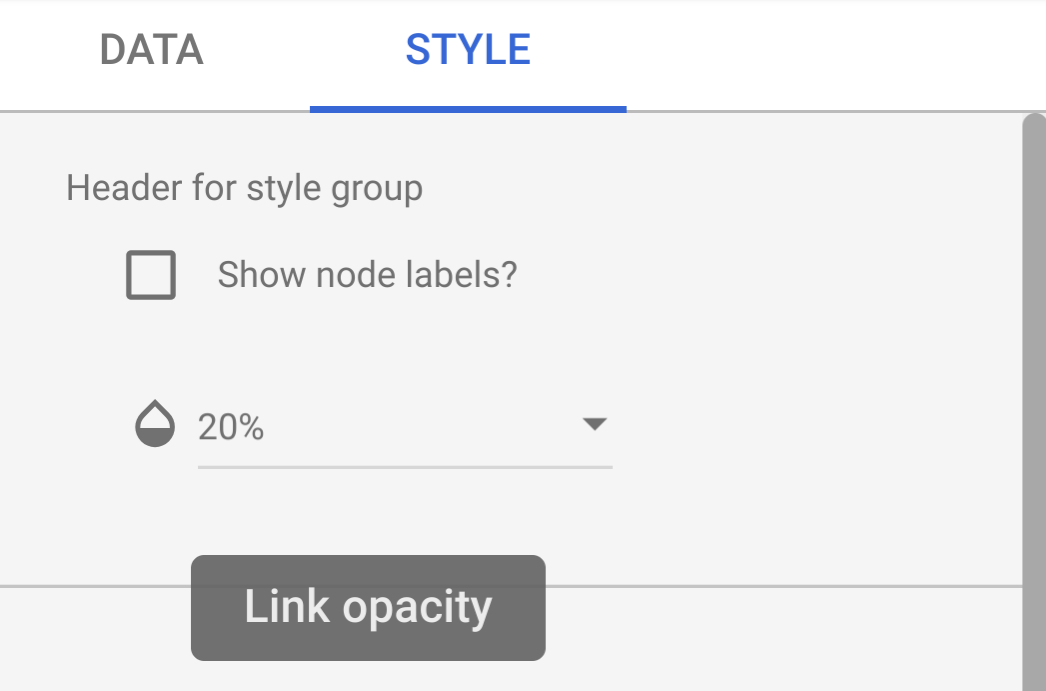 Style selector with opacity option.