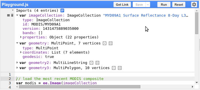 코드 편집기 가져오기 섹션