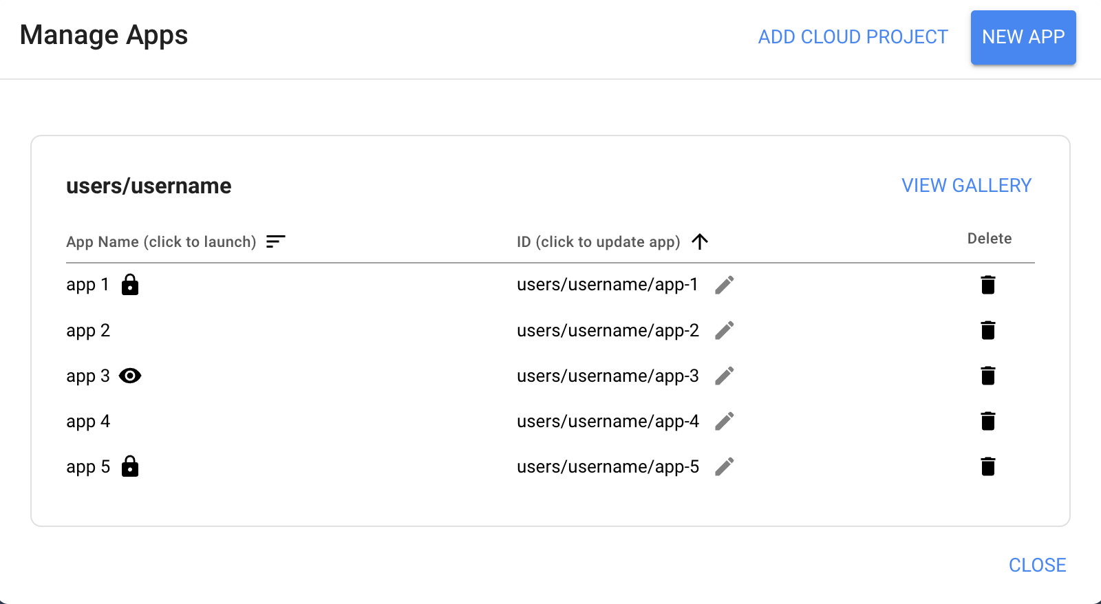 ניהול האפליקציות