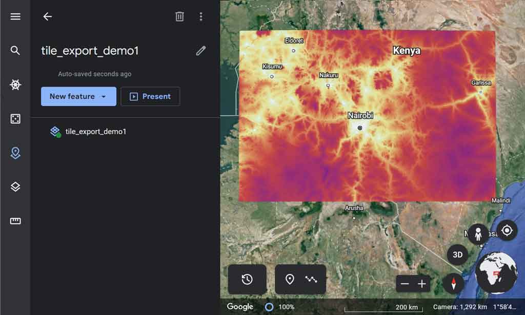 Mosaicos de mapas que se muestran en la Web de Earth