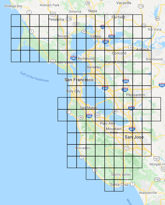 A map with a grid