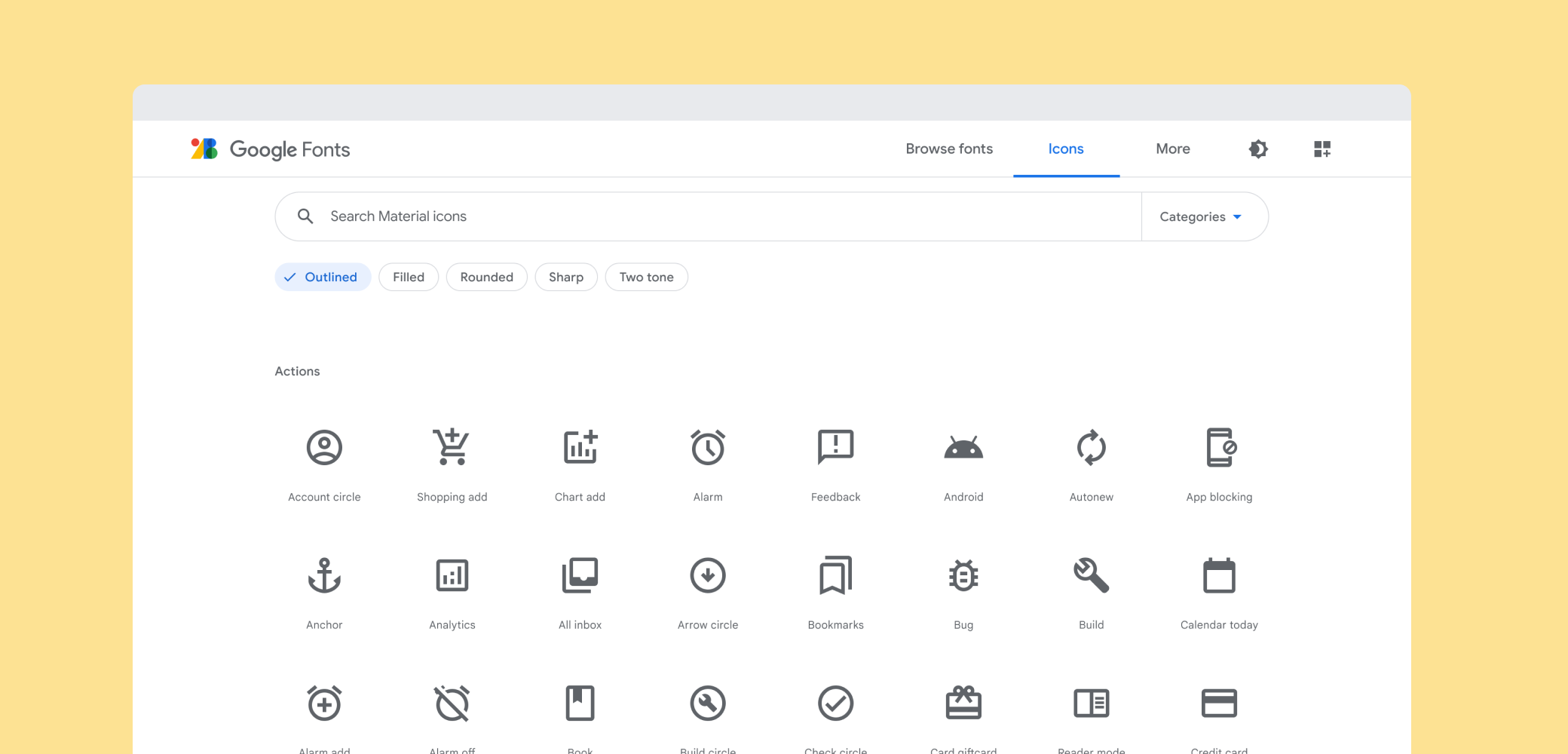 Material Icons Guide | Google Fonts | Google for Developers