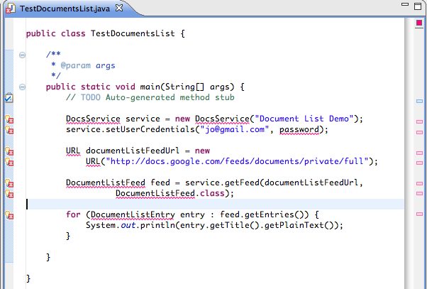 गड़बड़ियों वाला सैंपल कोड