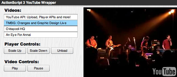 Captura de pantalla del wrapper de ActionScript 3.0