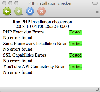 php installation checker output ekran görüntüsü