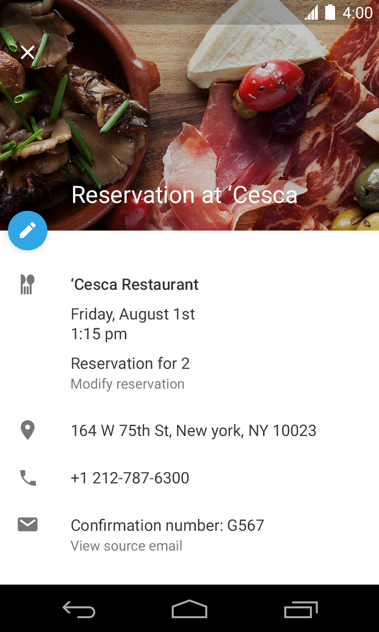 Google Takvim&#39;de Restoran Rezervasyon Etkinliği