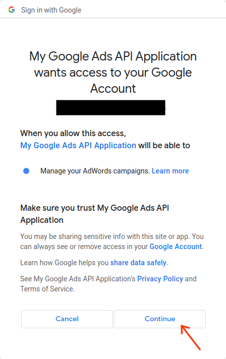 Màn hình xin phép OAuth 2.0