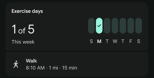 Screenshot showing a walk activity.