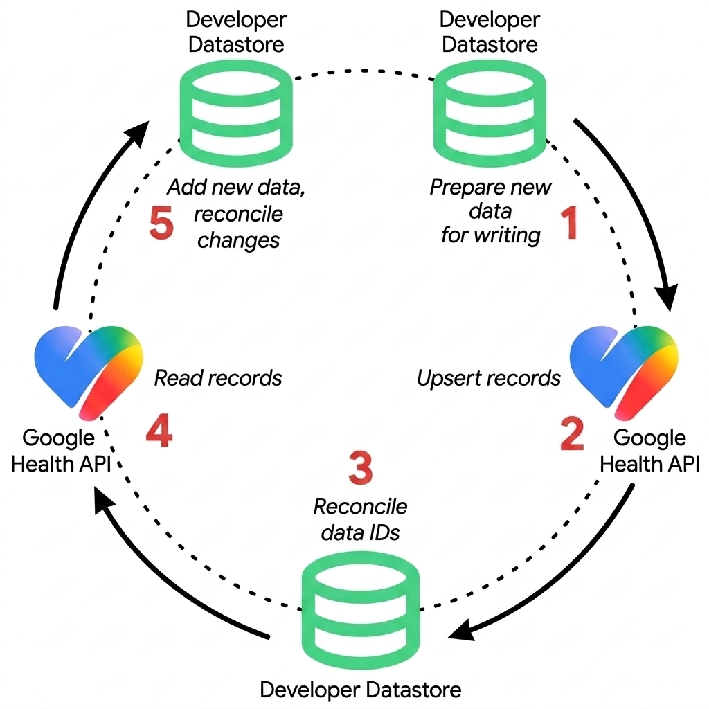 Стандартный жизненный цикл синхронизации в API Google Health.