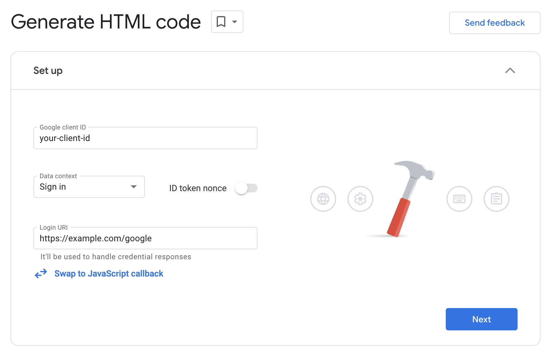 Étape 1: Configuration du générateur de code