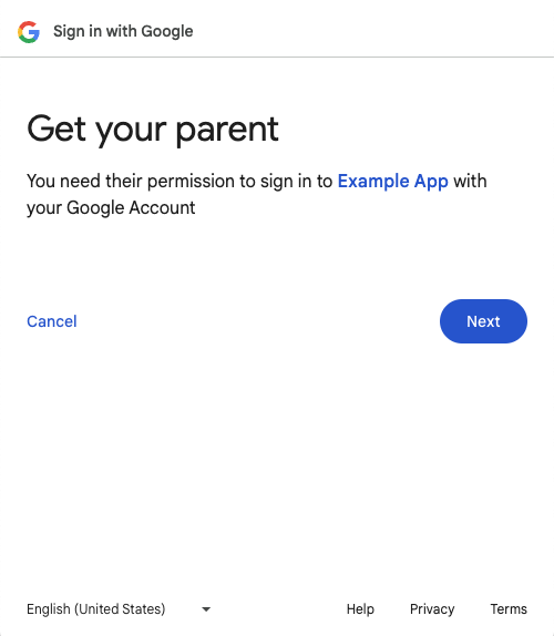 Pídele a tu madre o padre que apruebe la página de acceso