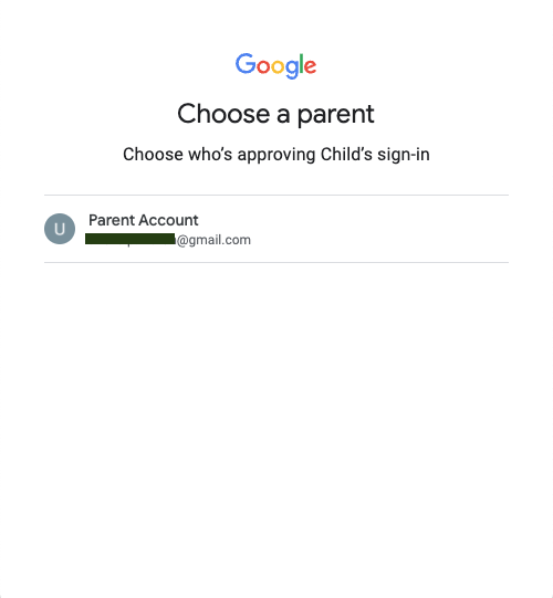 Выберите родителя для подтверждения страницы входа