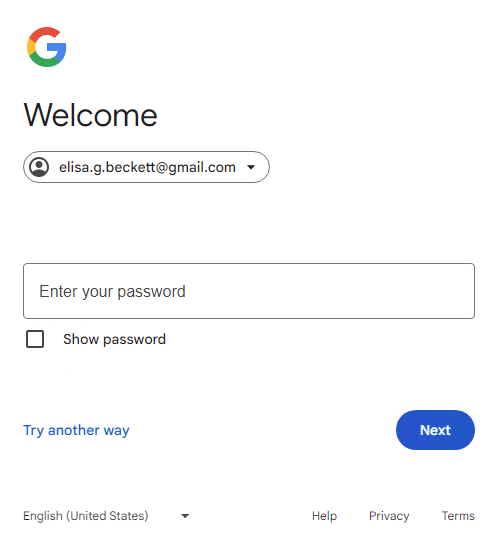 Вход в учетную запись Google