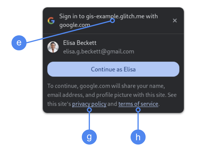 FedCM を使用して Chrome ワンタップに表示される OAuth 同意設定