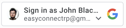 Bouton personnalisé avec un nom et une adresse e-mail tronqués.