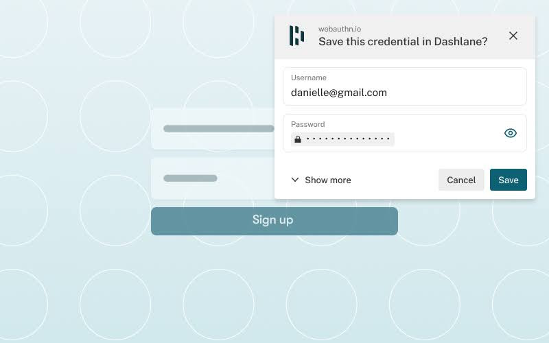درخواست Dashlane برای ذخیره رمز عبور از قسمت رمز عبور.