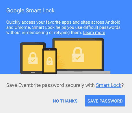 Hộp thoại Lưu của Smart Lock