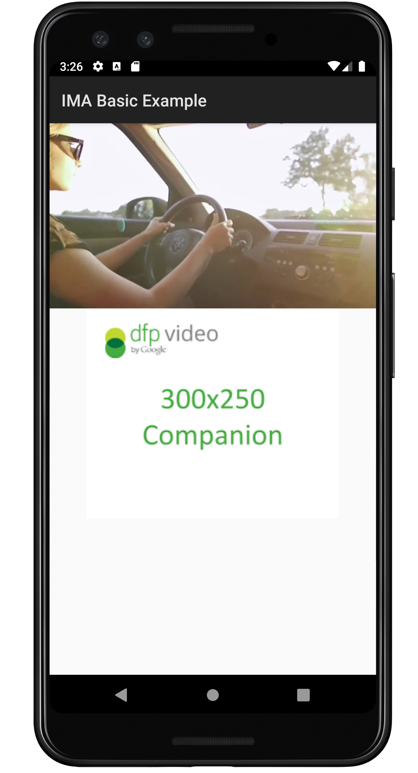 Exemple d'image d'annonce associée IMA pour Android.