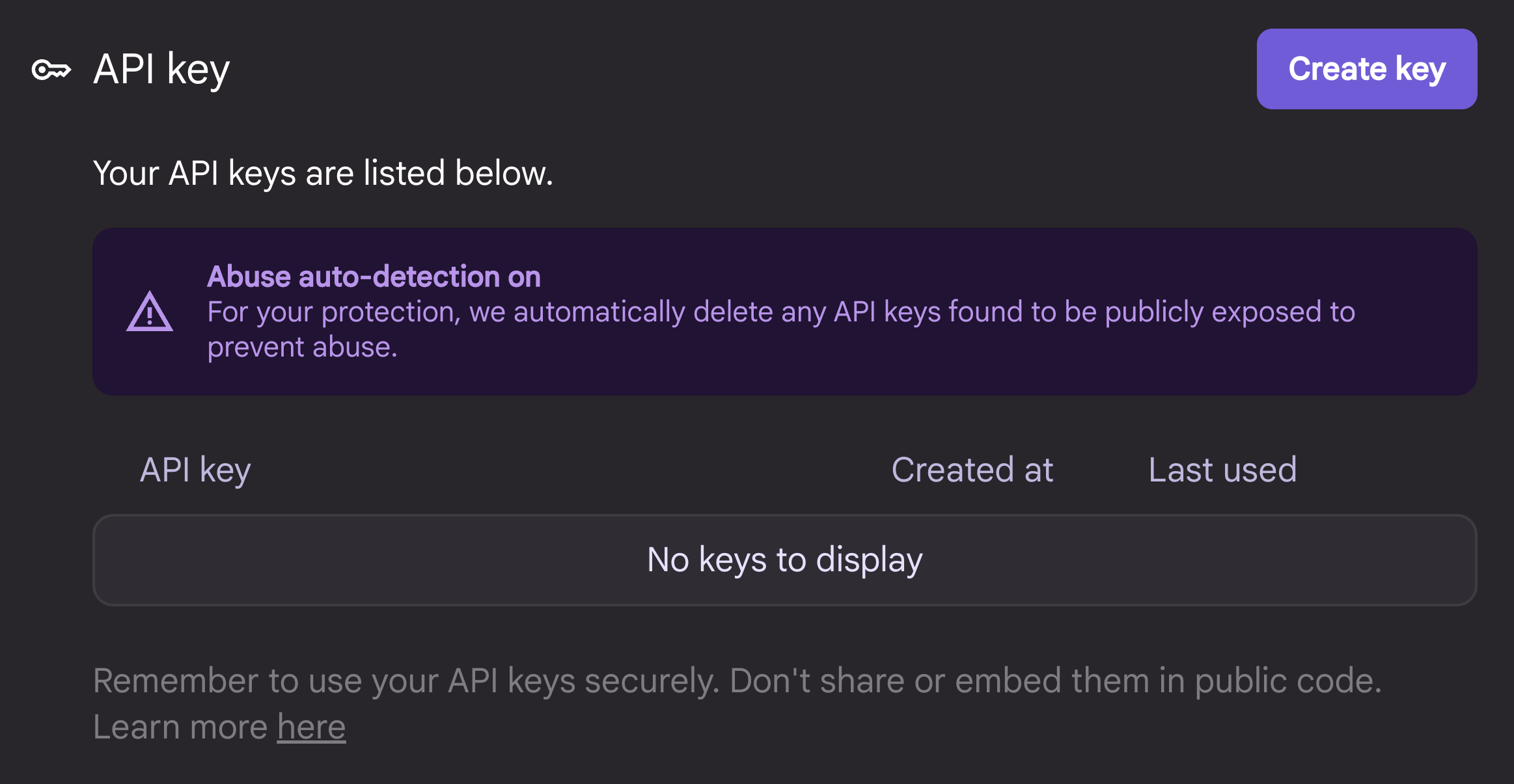 Jules API Key creation interface