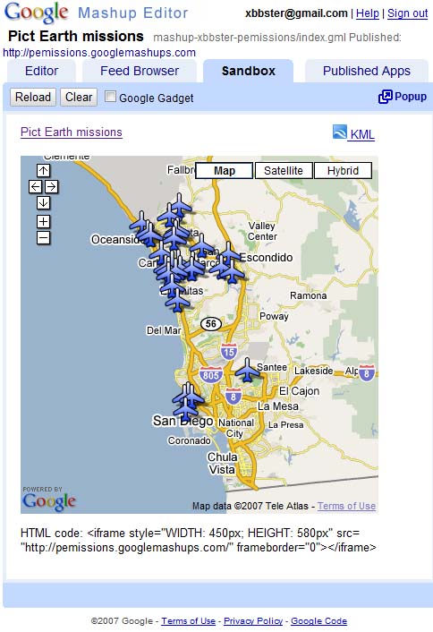 サンドボックスでの Pict Earth マッシュアップ