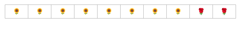 Immagine 7. 10 esempi, 8 dei quali sono girasoli e 2 rose.