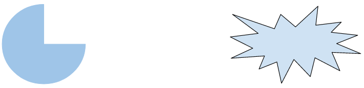 一张饼图的插图，其中缺少一个扇形。
          另一个极不规则的多边形示例。