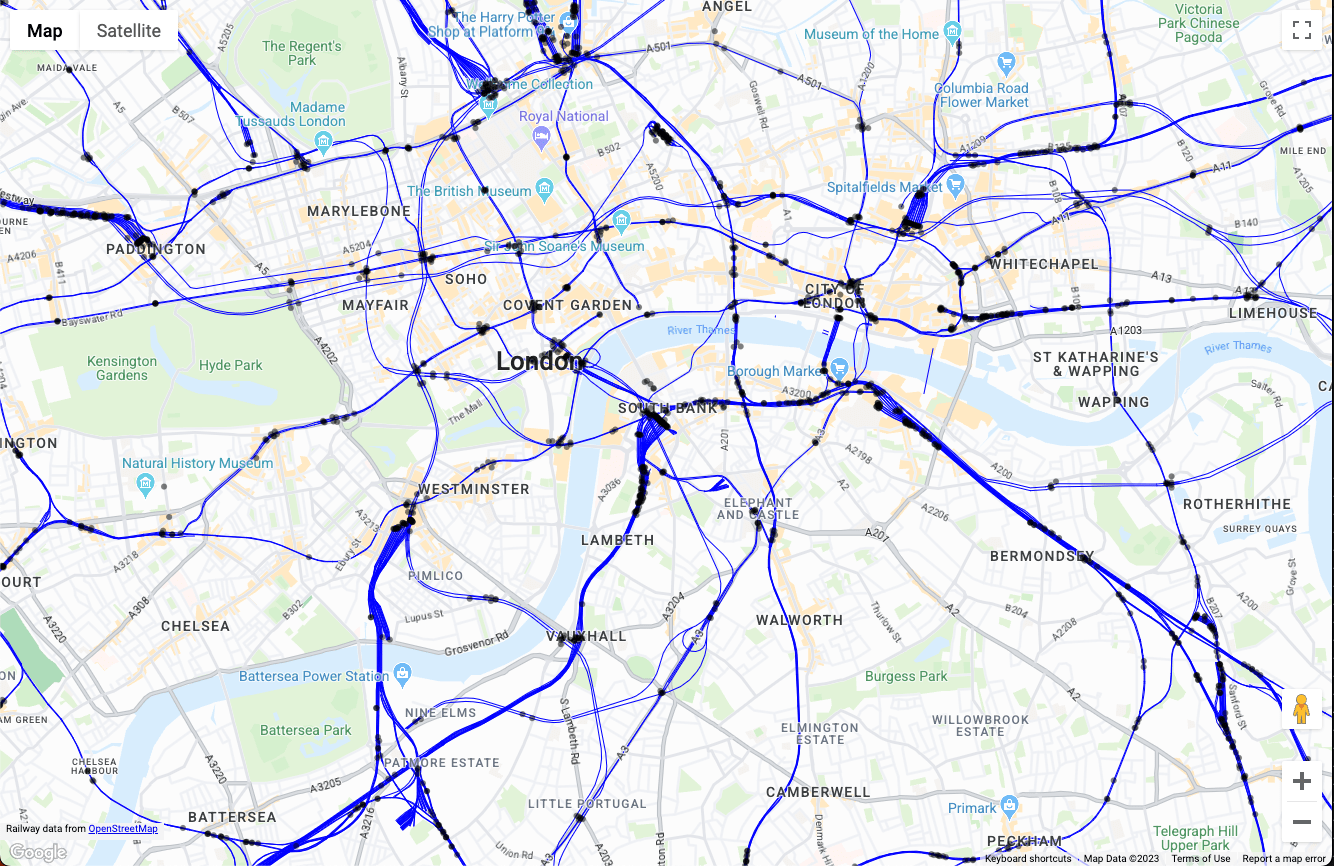 מפת הרכבת של לונדון