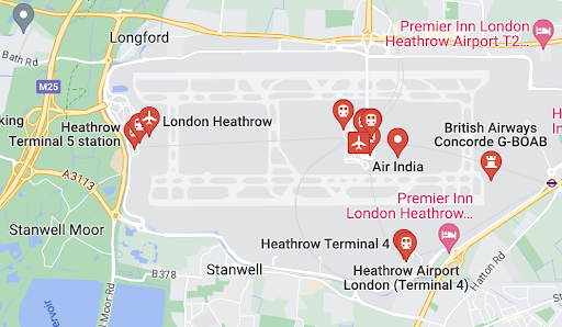 Aéroport d&#39;Heathrow sur la carte