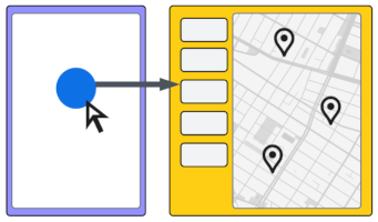 青いドットの地図。新しいウィンドウで地図にリンクしています。