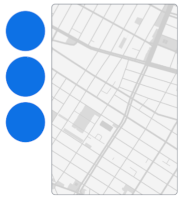 Carte avec des points bleus à côté