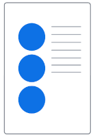 Uma lista de pontos azuis sem um mapa sendo exibido.