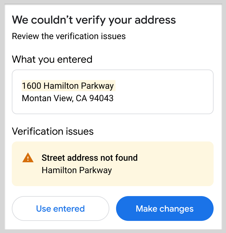 住所情報を修正するようお客様に促します。