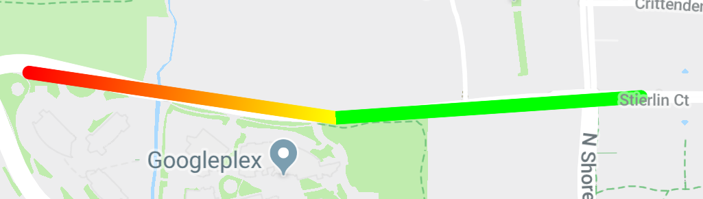 Mapa z linią łamaną z gradientem