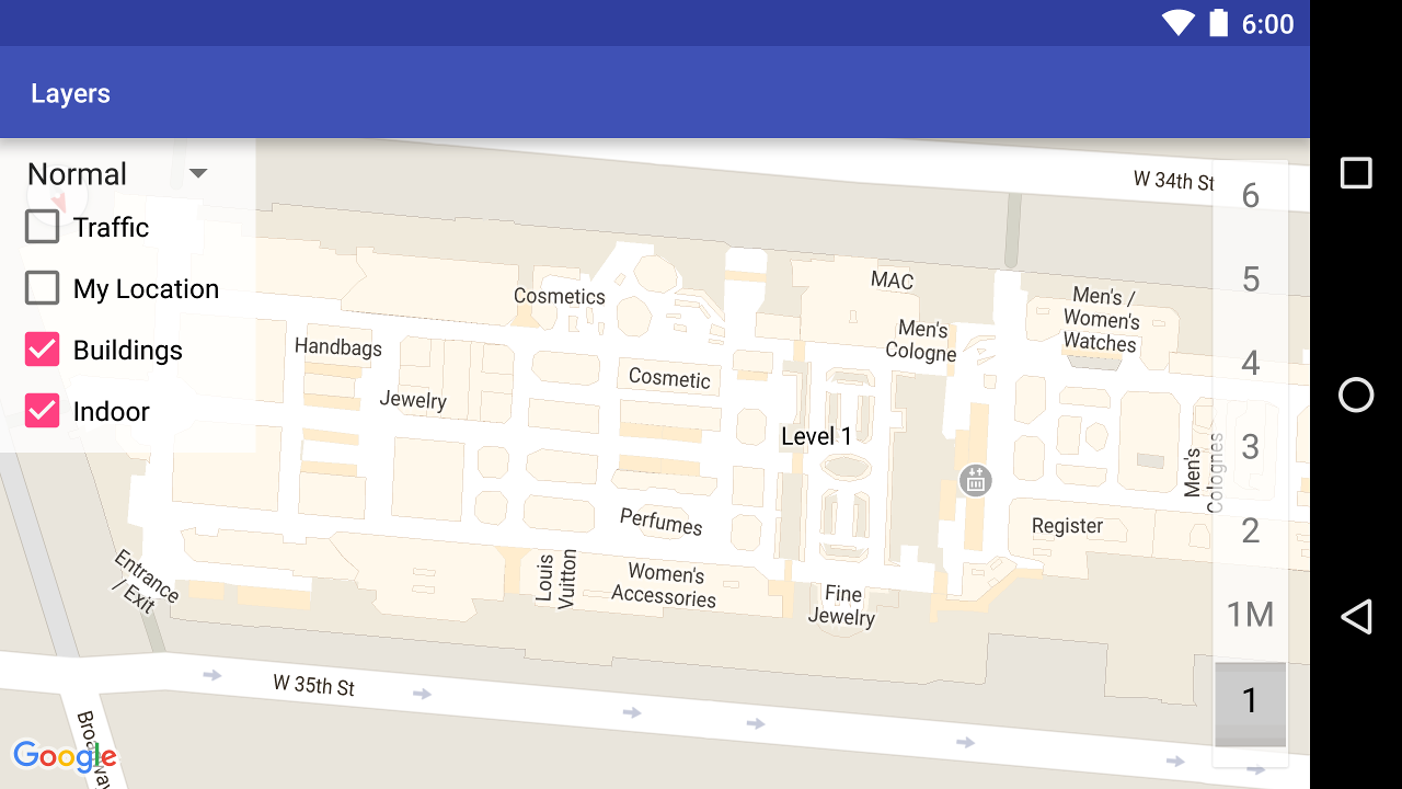 Mapa obiektu centrum handlowego pokazująca wyjścia i działy z towarami.