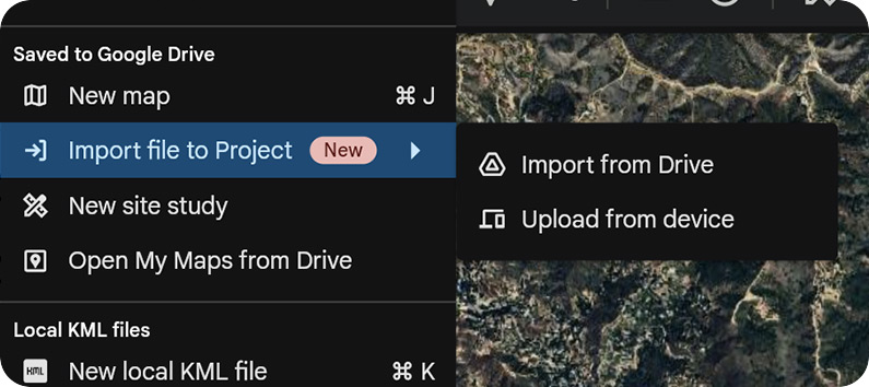 Importer des fichiers KML ou KMZ (facultatif)