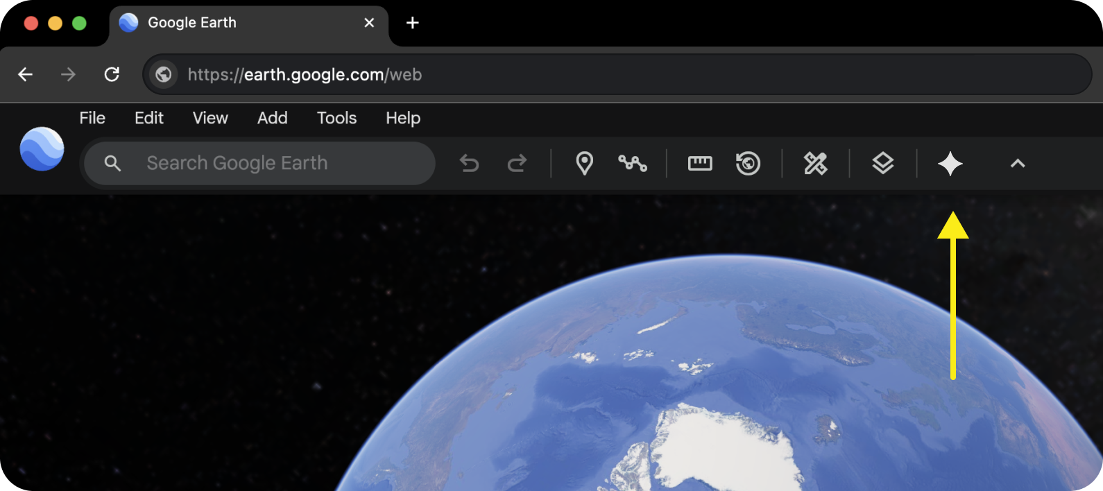 דף הבית של Google Earth
