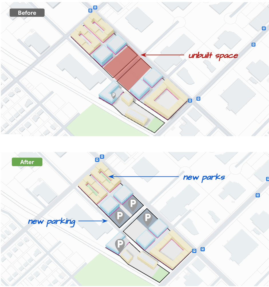 Better utilization of a site's square footage