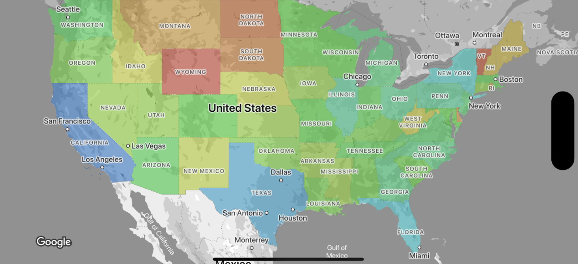 Un diagrama que muestra un mapa coropletas de límites