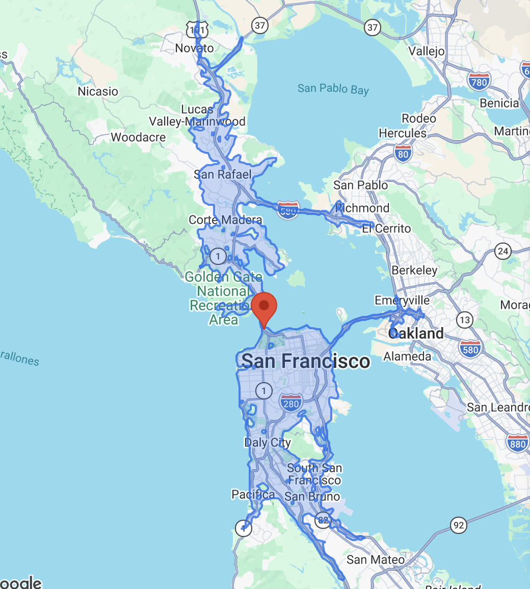 金门大桥驾车等时圈
