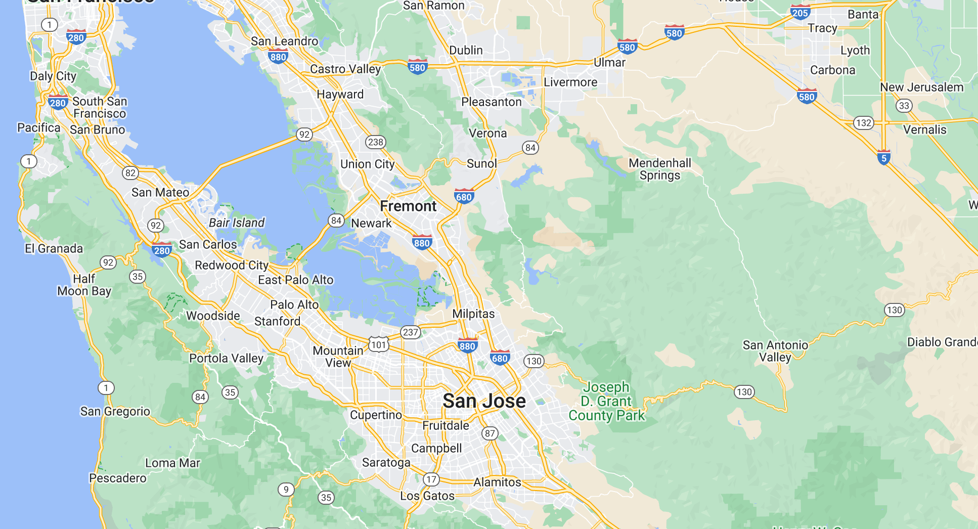 Karte der Region San Jose
