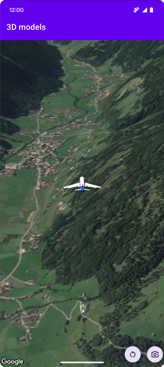 A 3D model on a map