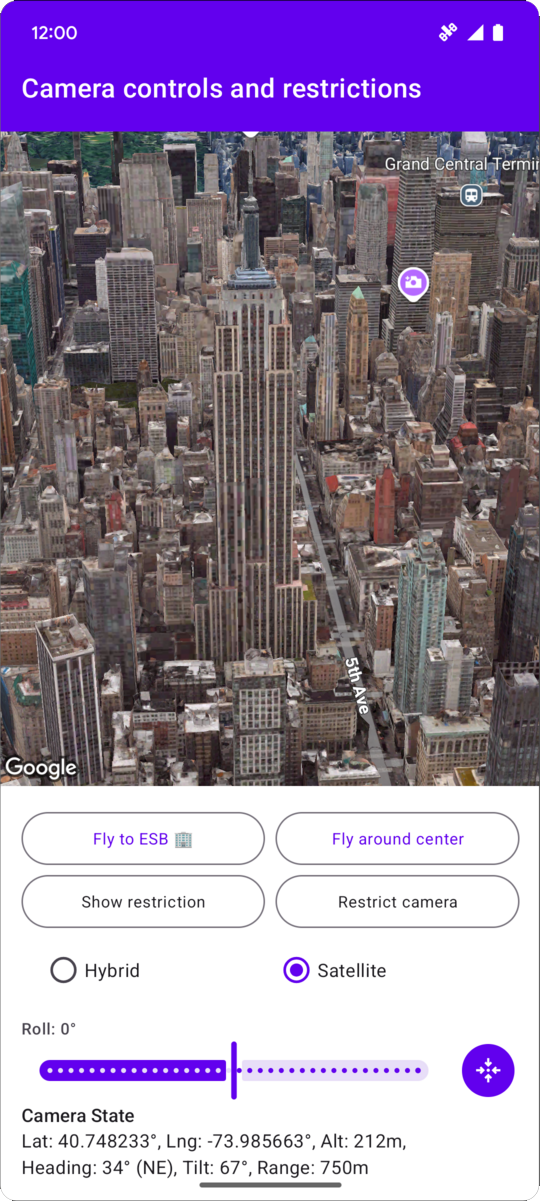 कैमरे के कंट्रोल से जुड़ी पाबंदियां दिखाने वाले मैप व्यू की इमेज