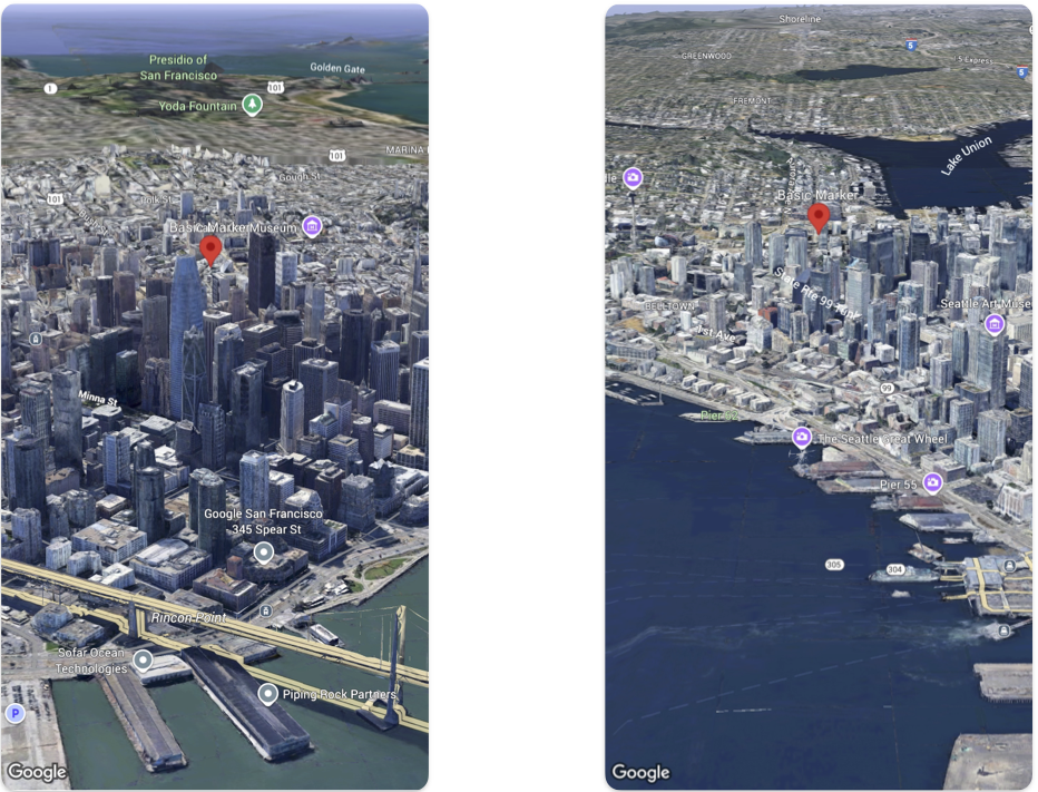 3D 지도의 기본 마커