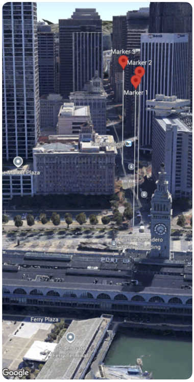 Карта, демонстрирующая поведение маркеров при столкновении.