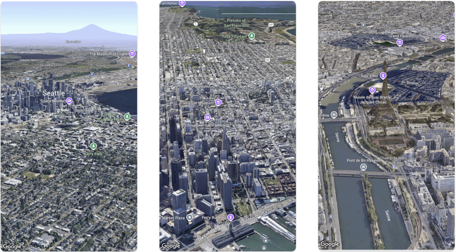 خرائط أساسية لمدن سياتل وسان فرانسيسكو وباريس خرائط أساسية لمدن سياتل وسان فرانسيسكو وباريس