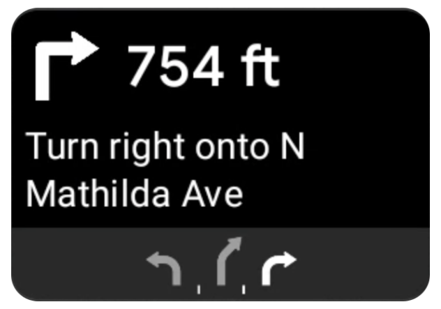 Um cartão de curva para orientação do Android Auto.