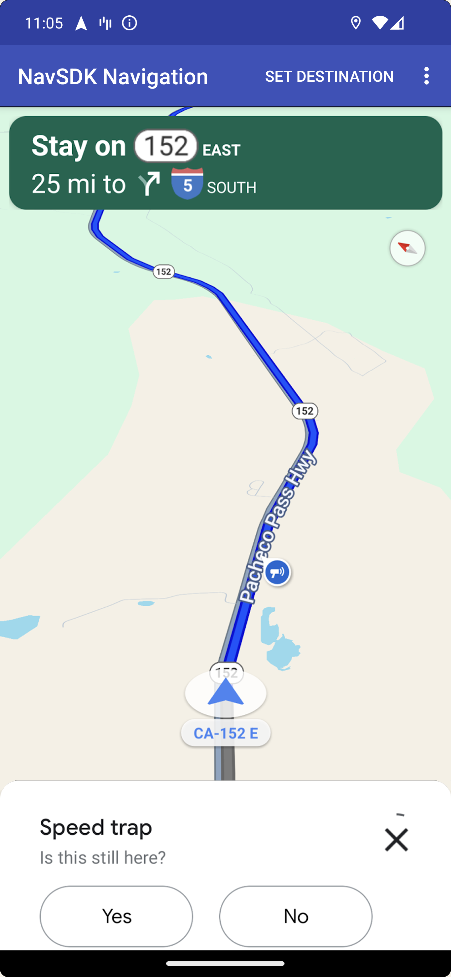 Informationskarte für aktive Navigation