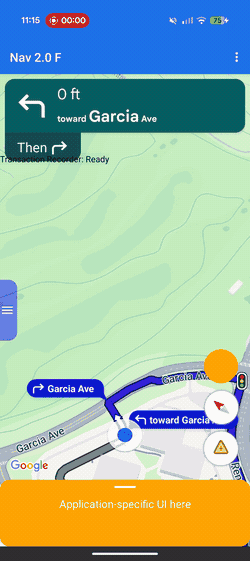 Example animation showing a customized navigation layout on Android